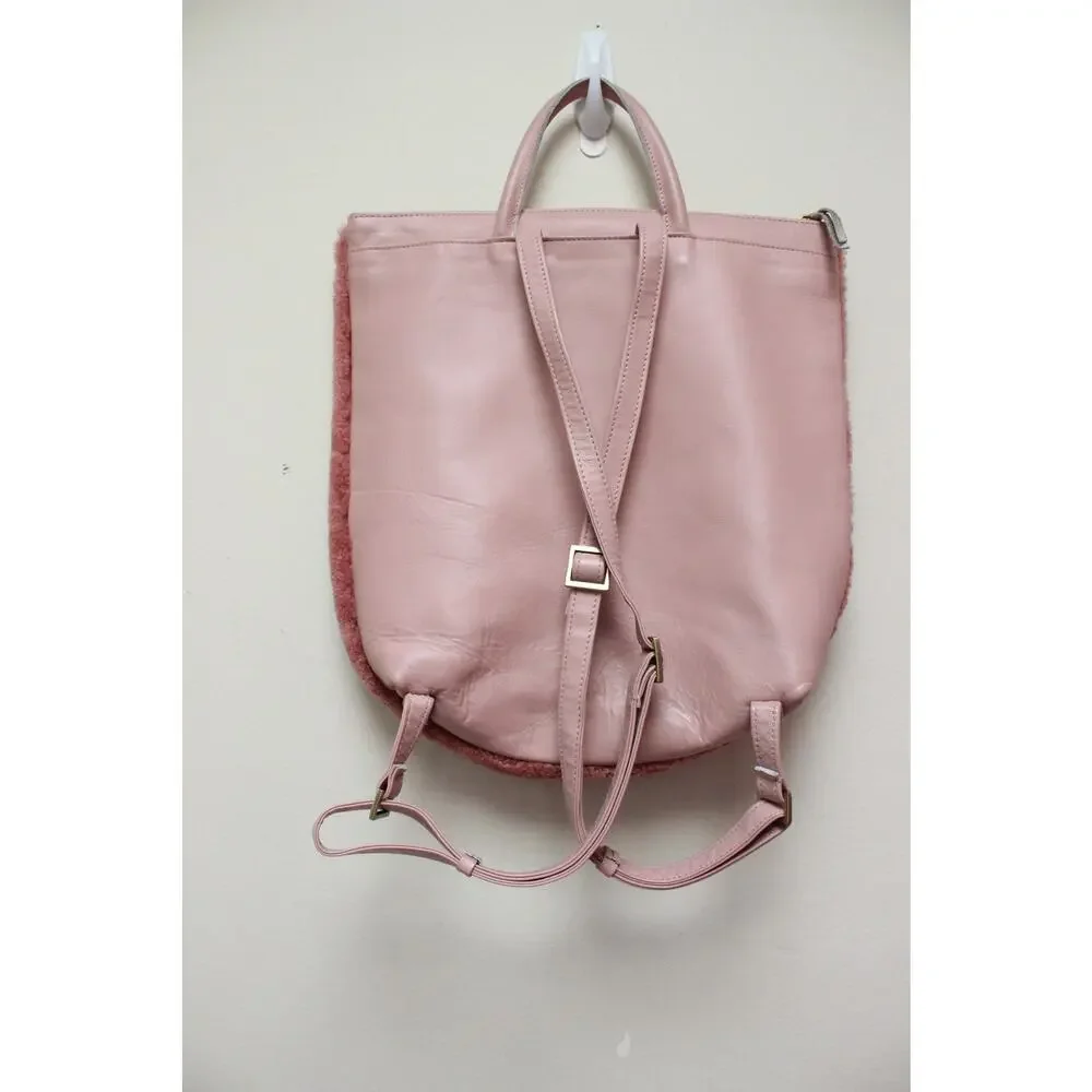 Primecut Pink Sheepskin Fur Shearling Leather Rectangle Backpack